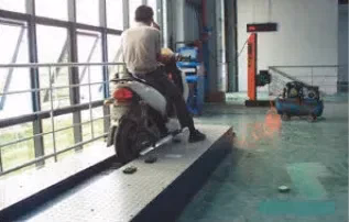Motorcycle inspection equipment for factory quality assurance